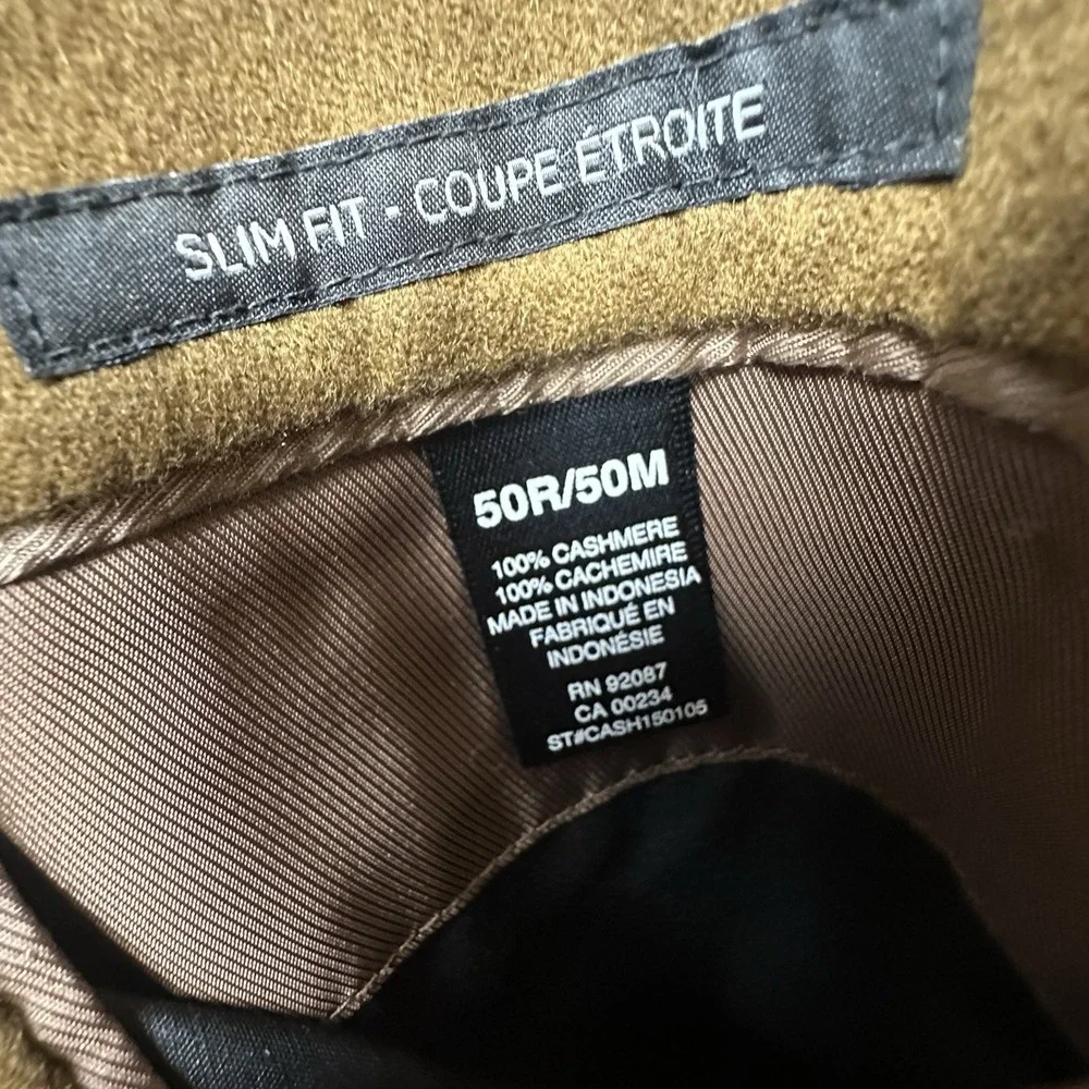 Saks Fifth Avenue Blazer Men's 50R Slim Brown 100% Cashmere Wool Single Breasted